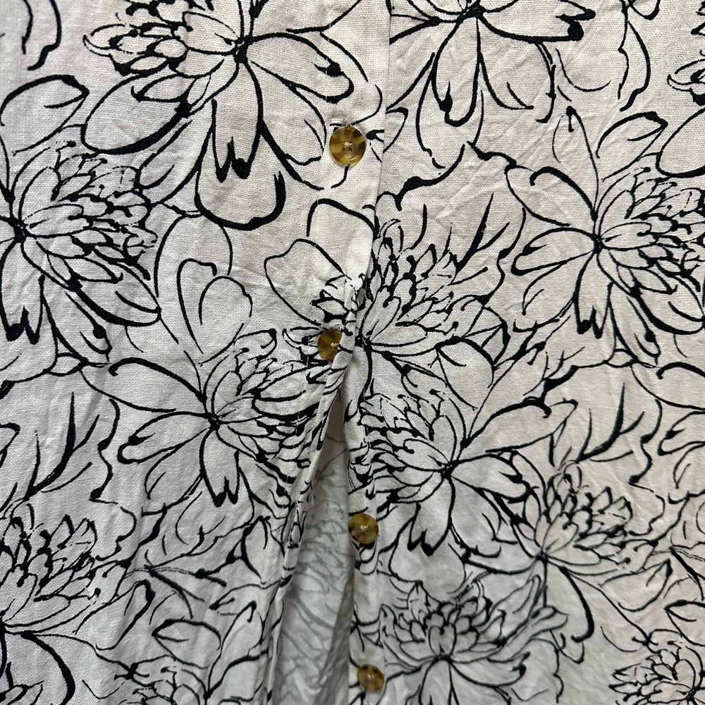 Black and White Floral Button-Down Maxi Dress XL - Picture 6 of 10
